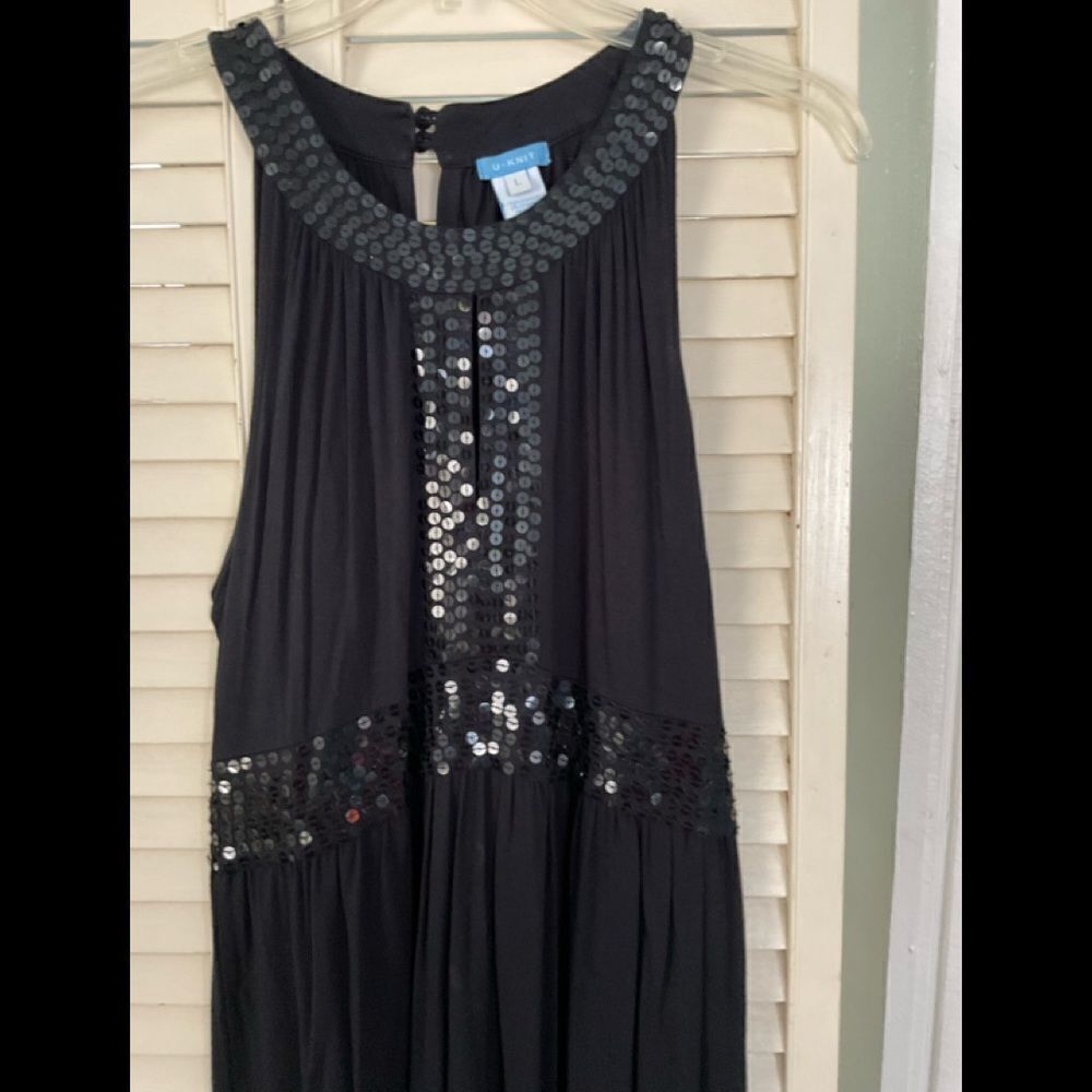 U Knit Black sequin sleeveless dress